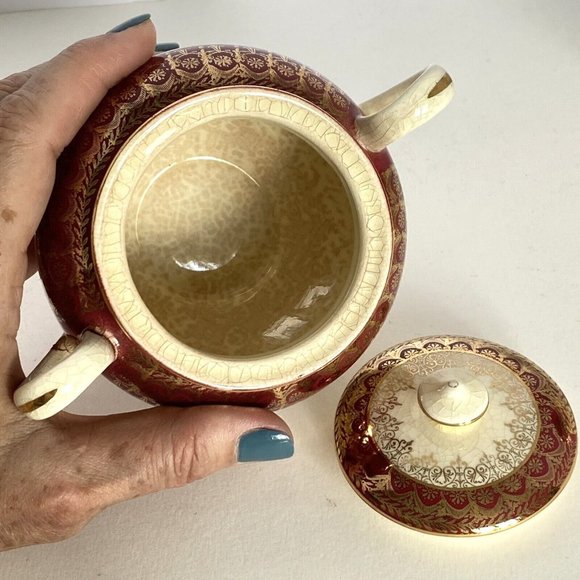 Steubenville Creamer Sugar No1259 Vintage 22-Karat Gold 1930s Floral Design US - Picture 16 of 16